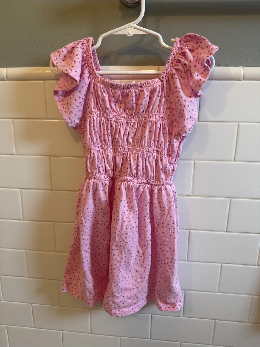 GAP Pink Smocked Dress with Flutter Sleeves